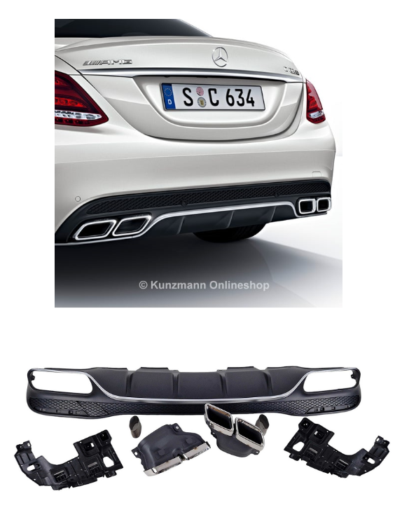 i4 ДИФУЗЬОР С НАКРАЙНИЦИ ХРОМ AMG OPTIK C63 ЗА MERCEDES C-CLASS W205 / S205