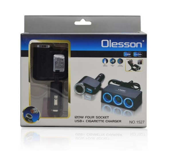 Разклонител за запалка 4-ка + 1 USB 12/24V