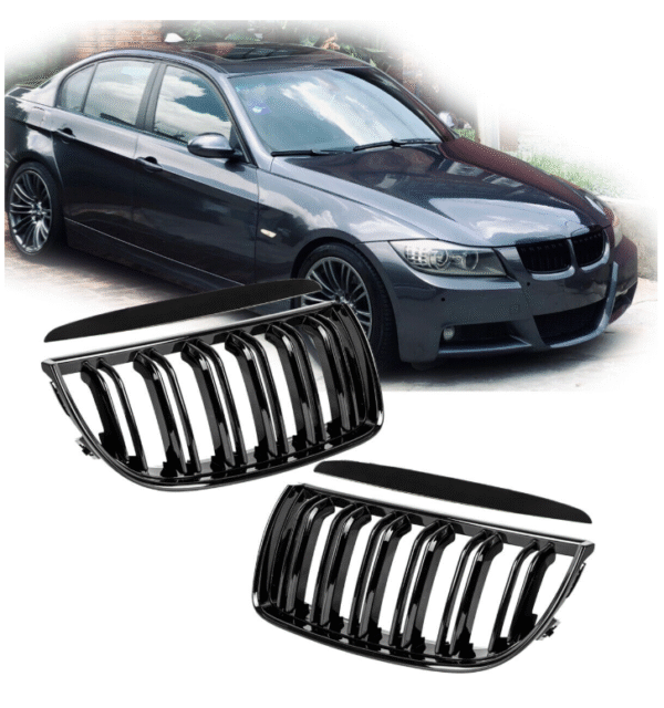 Бъбреци с двойни ребра черен лак за BMW серия 3 E90, E91 2005-2008