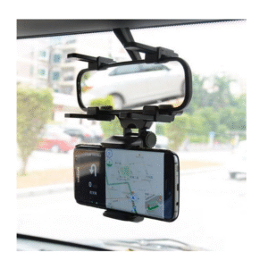 Стойка за телефон върху огледалото за обратно виждане на автомобил