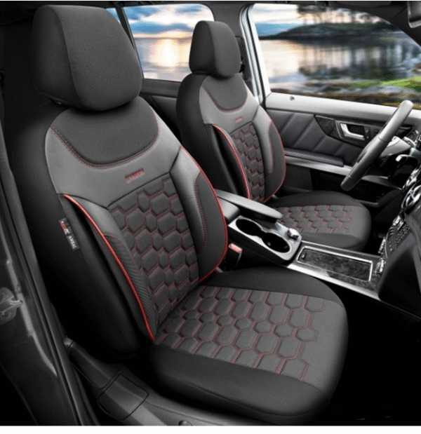 Тапицерия Карбон CRB3402 Черно/Червен Кант