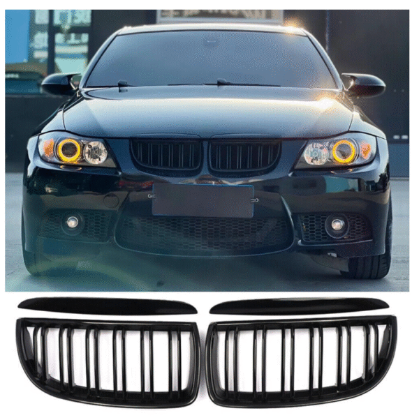 Бъбреци с двойни ребра черен лак за BMW серия 3 E90, E91 2005-2008