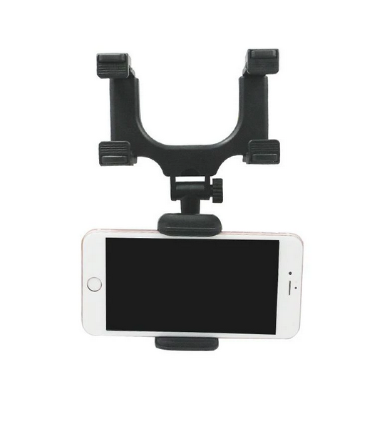 Стойка за телефон върху огледалото за обратно виждане на автомобил