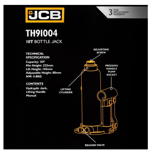 Хидравличен крик JCB , тип бутилка, 10т