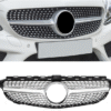 Хром/сива диамантена решетка за Mercedes C класа W205 седан, S205 комби, C205 купе 2014-2018 с отвор за камера