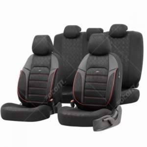 s Тапицерия Прайв PRV3102 Черно/Червен Кант