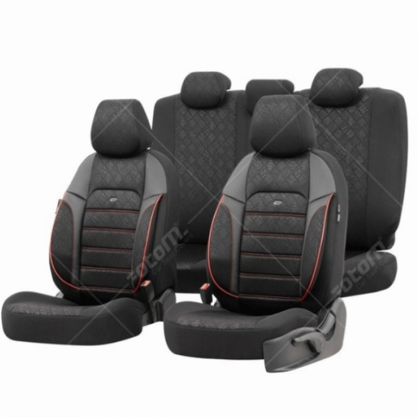 s Тапицерия Прайв PRV3102 Черно/Червен Кант