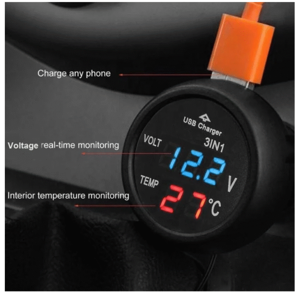 Волтметър + температура + USB - 3в1