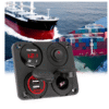 Панел за вграждане с 1 бутон ON/OFF, 2бр. USB, VOLT-метър и 12V изход