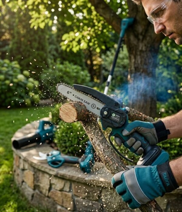 и1 „5в1“ Акумулаторен градински комплект , Телескопичен прът Духалка за листа Резачка за клони Лозарска ножица и Тример за трева 36V 8.0Ah 3 батерии