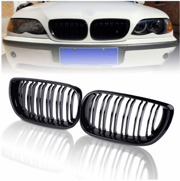 Бъбреци с двойни ребра черен лак за BMW 3-та серия 2002-2005 / E46