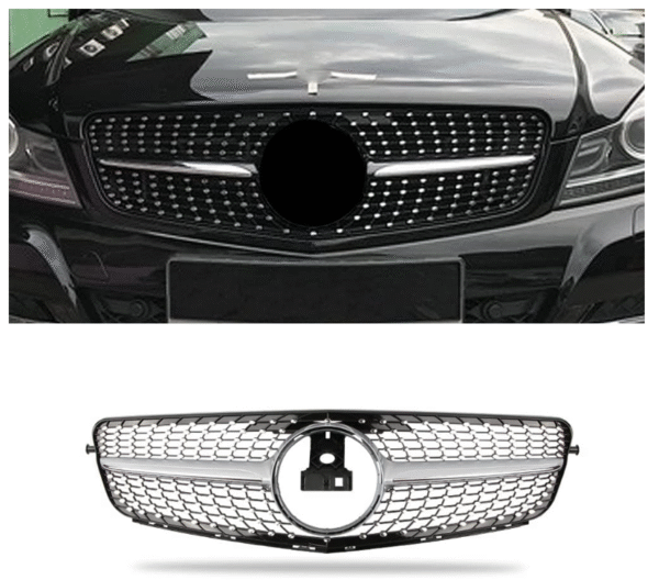 Хром/сива диамантена решетка за Mercedes C класа W204 седан, комби, купе 2007-2014