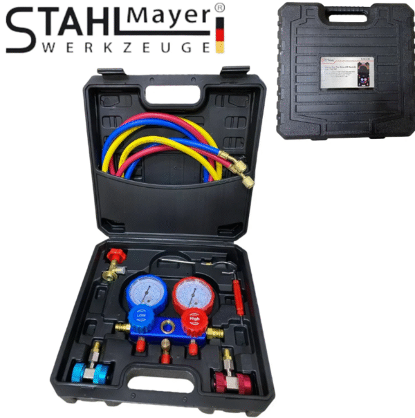 Комплект манометри за зареждане и тест на климатични системи STAHLMAYER