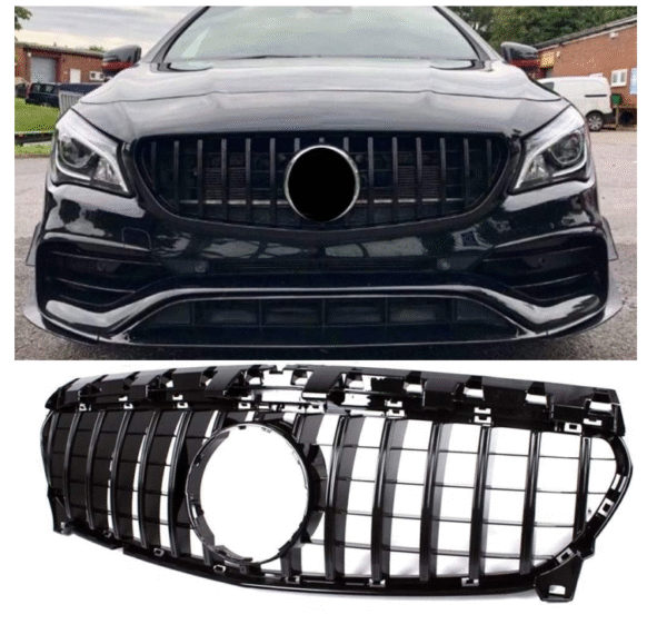 Черна решетка тип GT за Mercedes CLA W117 2017-2019 с отвор за камера