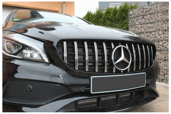Хром/черна решетка тип GT за Mercedes CLA W117 2017-2019 без отвор за камера