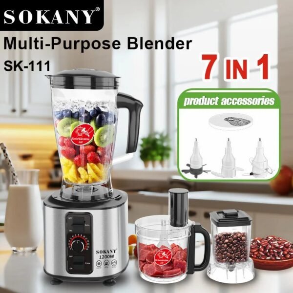 ро2 Мултифункционален кухненски робот 7-в-1 SOKANY SK-111 – 1200W