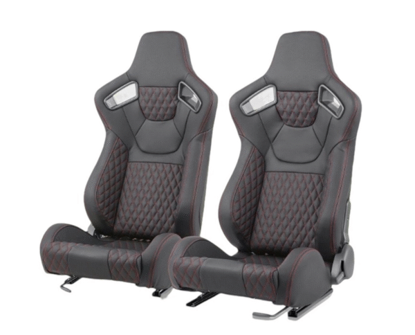 Спортни седалки за МПС - 9015 Черна с червен конец