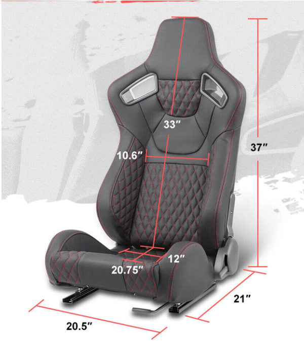 Спортни седалки за МПС - 9015 Черна с червен конец