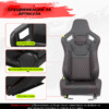 Спортни седалки за МПС - 9015 Черна с червен конец