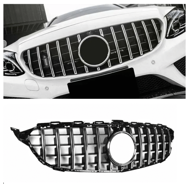 Решетка GT-R дизайн за Mercedes C-Class W205 Черен гланц с хром ребра