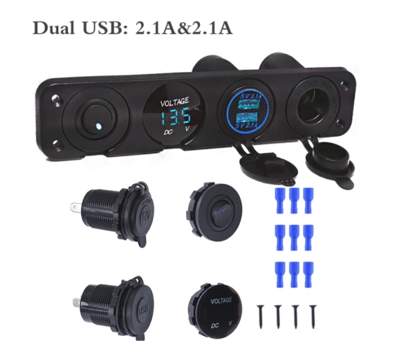 Панел за вграждане с USB и Волтметър