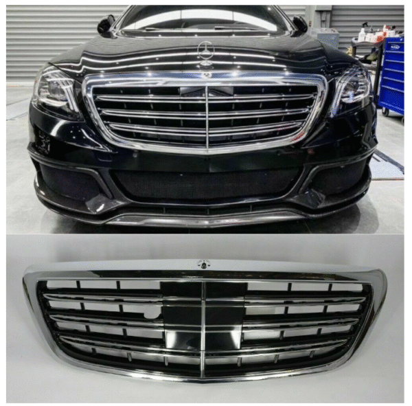 Хром/черна решетка тип AMG за Mercedes S класа W222 2013-2020 за модела с Distronic и Night Vision