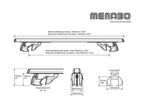 ш1 Напречни греди MENABO 947 ШЪРМАН XL 135см