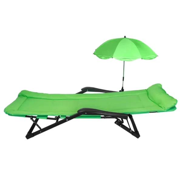Сгъваем стол-шезлонг с чадър - зелен