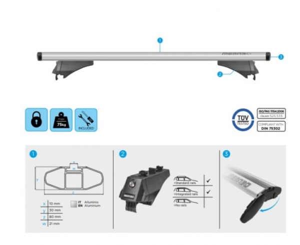 щ1 Автобагажник Menabo за интегриран рейлинг - 886 -120см