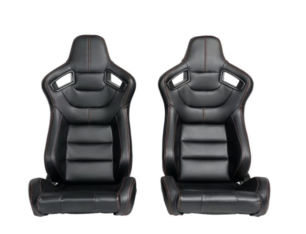 Спортни седалки за МПС - 1053 Черна с червен конец