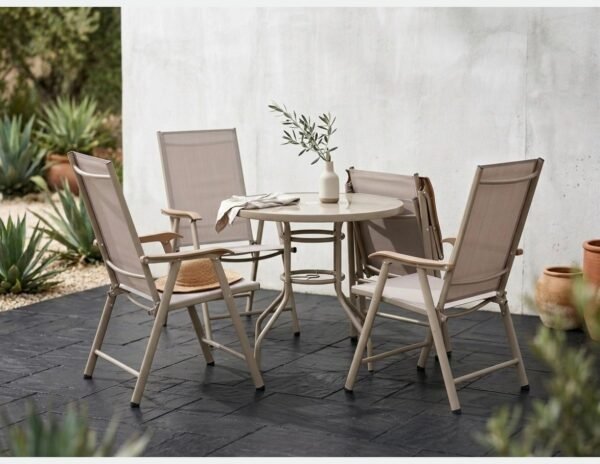 Градински комплект  Маса и 4 стола сгъваеми Бежов