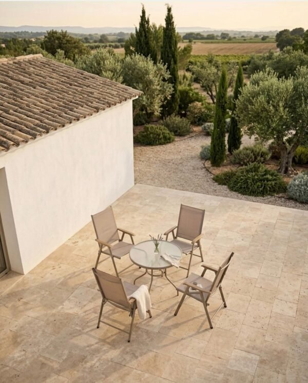 Градински комплект  Маса и 4 стола сгъваеми Бежов