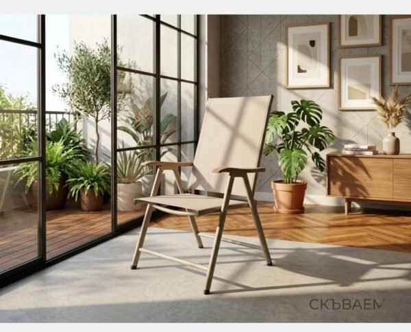 Градински комплект  Маса и 4 стола сгъваеми Бежов