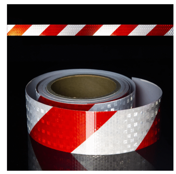 Светлоотразително тиксо- червено/бяло