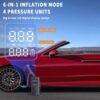 e Преносим въздушен компресор за автомобилни гуми, безжична помпа за гуми 150 PSI, 12V DC кабелна батерия за напомпване/зареждане.