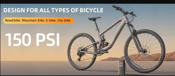 e4 Преносим въздушен компресор за автомобилни гуми, безжична помпа за гуми 150 PSI, 12V DC кабелна батерия за напомпване/зареждане.