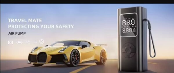 e6 Преносим въздушен компресор за автомобилни гуми, безжична помпа за гуми 150 PSI, 12V DC кабелна батерия за напомпване/зареждане.