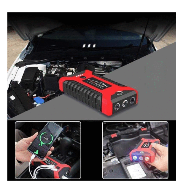 Мултифункционален автомобилен стартер Jump Starter 99800mAh, 12V, Максимален ток 600A с компресор
