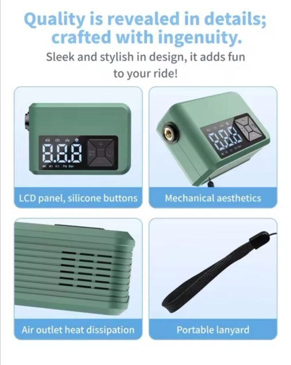 CC108 Преносима цифрова помпа за гуми за шосейни велосипеди, аксесоари, манометър за гуми с USB зареждане, мини помпа за електрически велосипеди