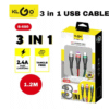 Кабел за зареждане KLGO 3в1 USB -> Type C, Lightning, Micro