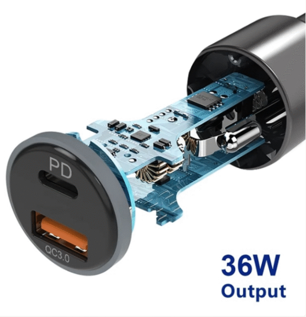 Зарядно за кола с два порта USB и USB-C - T21