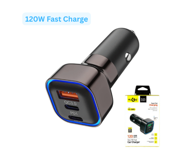 Адаптер бързо зареждащ за кола KLGO TC-28PD 120W