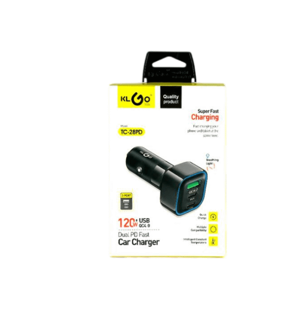 Адаптер бързо зареждащ за кола KLGO TC-28PD 120W