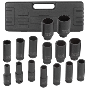 КОМПЛЕКТ ДЪЛБОКИ УДАРНИ ВЛОЖКИ 12-СТЕННИ 1/2″ (10 – 36 мм) 15 ЧАСТИ ROCKFORCE