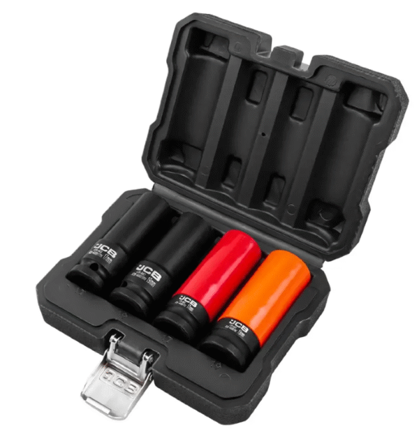 КОМПЛЕКТ ТЪНКОСТЕННИ УДАРНИ ВЛОЖКИ С ТЕФЛОНОВО ПОКРИТИЕ 1/2″ 4 ЧАСТИ JCB