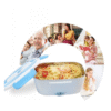 Кутия за храна с ел. подгряване 1.5л 12/24V и 220V, бяло-синя