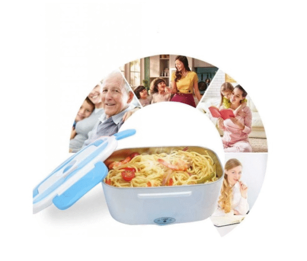 Кутия за храна с ел. подгряване 1.5л 12/24V и 220V, бяло-синя