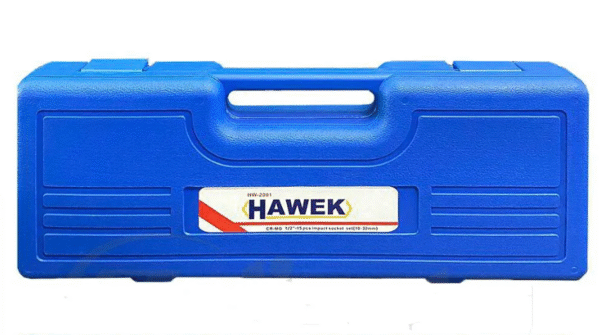 й10 УДАРНИ ВЛОЖКИ 1/2″ УДЪЛЖЕНИ 6-СТЕННИ(10 – 32 ММ) 15 ЧАСТИ HAWEK