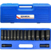 й8 УДАРНИ ВЛОЖКИ 1/2″ УДЪЛЖЕНИ 6-СТЕННИ(10 – 32 ММ) 15 ЧАСТИ HAWEK