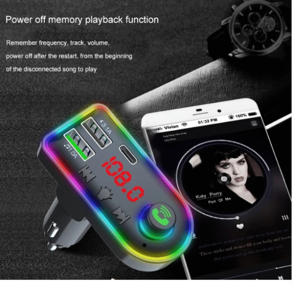 FM трансмитер – Bluetooth RGB